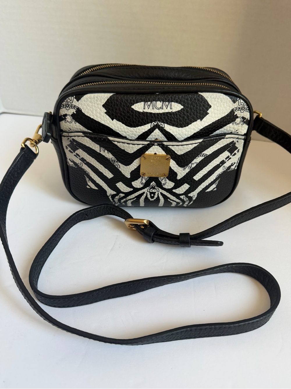 MCM Funky Zebra double zip crossbody